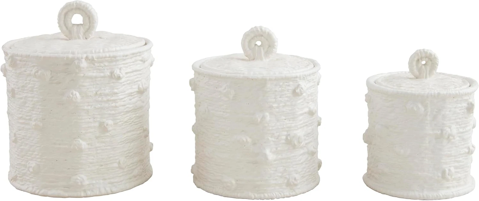 Charming Woven Ceramic Canister Set - 3 Sizes for Stylish Storage