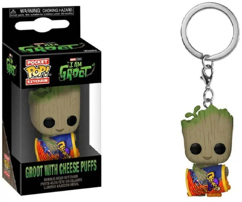 Groot With Cheese Puffs Funko POP! Marvel: I Am Groot Keychain