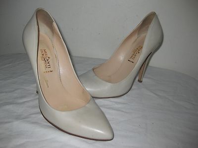 Mercanti Fiorentini Leather Pointy Pumps Heels Beige Shoes Size 8.5 