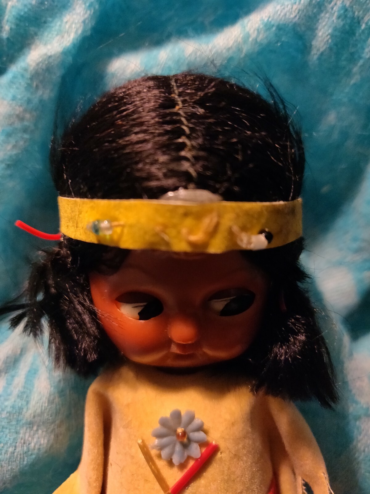 5 1/2" Vintage Plastic Indian Doll Beaded Princess Girl Native American