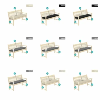 OUTDOOR 2 3 4 SEATER BENCH PAD WATERPROOF FABRIC GARDEN FURNITURE SEAT CUSHION