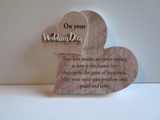 “ON YOUR WEDDING DAY” HEART SHAPED FREE STANDING PLAQUE
