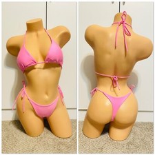 Pink Two piece String Bikini Swimwear One Size Exotic Dancewear