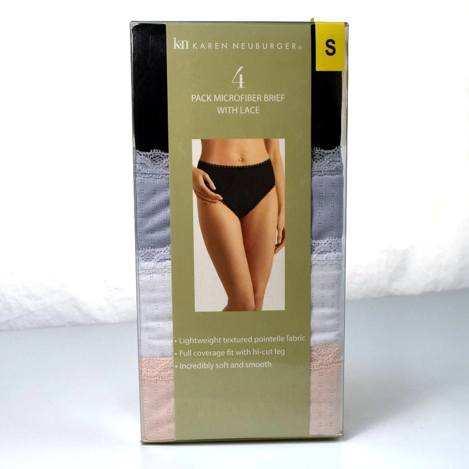 4 Calzoncillos Karen Neuburger Mujer Microfibra Pointelle Corte Alto Básicos Talla S-XL Foto 3 de 4