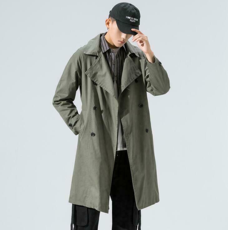 Mens Spring Autumn Coat Mid-length Japanese Style solid Mens Spring Autumn Coat Mid-length Japanese Style solid