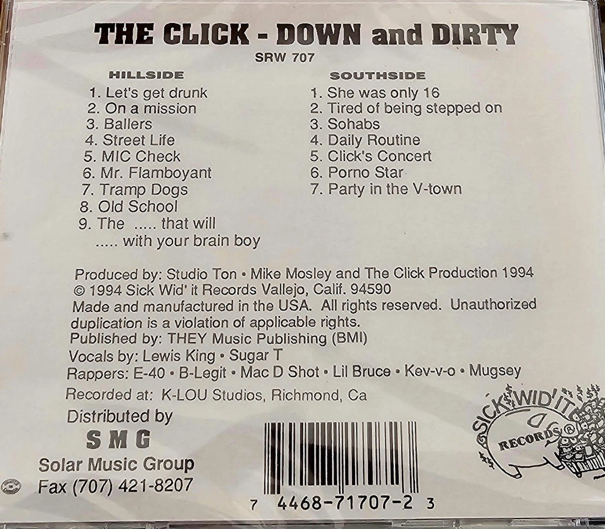 The Click – Down And Dirty CD Sick Wid' It Records 1994 Rare OOP