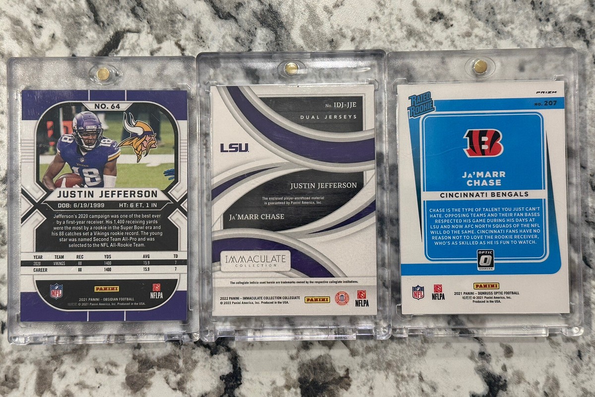 Justin Jefferson Ja'Marr Chase Panini Game Worn LSU Dual Numbered