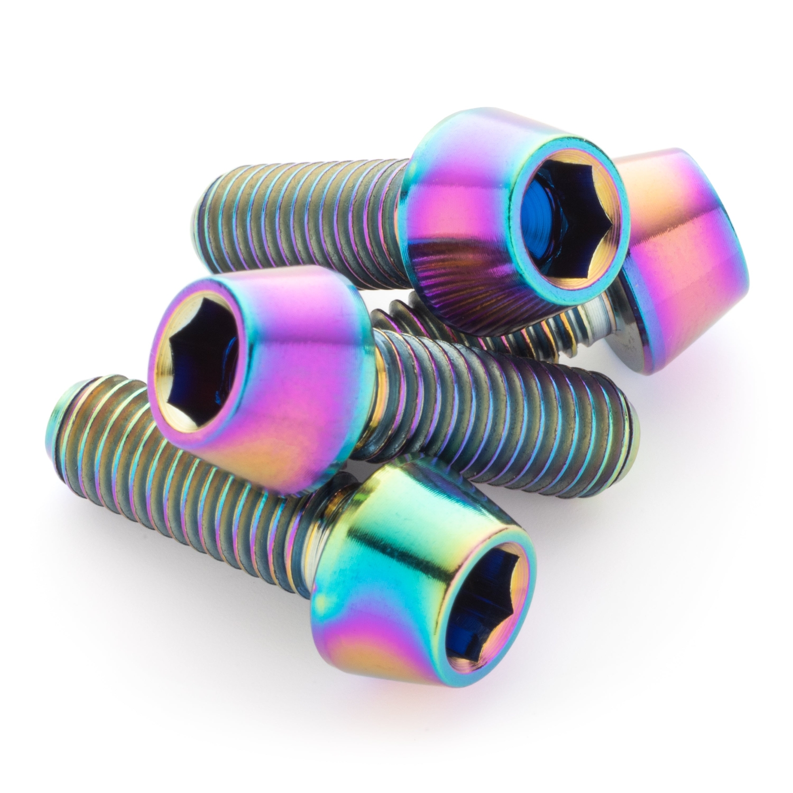 Ultra-Strong and Lightweight Oil Slick Titanium Water Bottle Cage Bolts | Terske