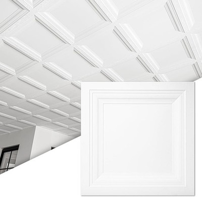 Art3d PVC Drop Ceiling Tiles,Glue Up Plastic Panel,24x24in,48 sq.ft (12Pcs)
