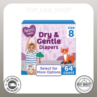 Parent's Choice Dry & Gentle Diapers Size 8, 64 Count (Select for More Options)