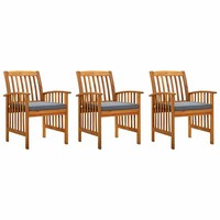 Garten-EssstüHle 3Er Set Massivholz Akazie Mit Kissen Terrasse Balkon