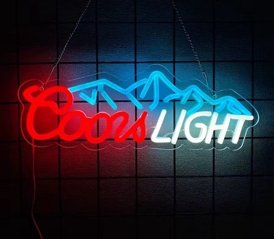 Retro Coors Light Neon Sign LED Neon Beer Bar Sign Man Cave Decor Logo Mount