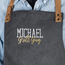 Personalized Grilling Apron BBQ Chef Apron Custom Name Title Canvas Gift
