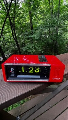 CITIZEN 5RD032 Red Flip Clock Desk Alarm 1983 Used Tested and Verified