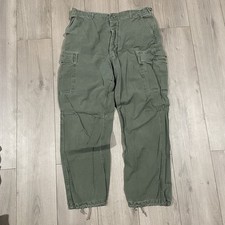 Vtg 60s Vietnam Pants Rip-Stop Poplin Wind Resistant Tropical Combat Trousers LG