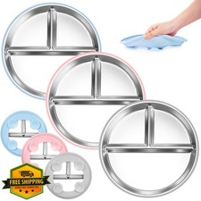 Bella's Friends Stainless Steel Toddler Plates Silicone Suction,3 Packs Non-S...