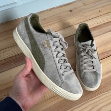 Puma Clyde "Guard Up" "I Got Next" Suede Low Top Sneakers Grey Olive Mens Sz 9.5