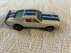 Vintage Hot Wheels Mustang Stocker Diecast Car White Blue Stripes Mattel 1974
