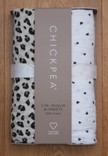 Chickpea 2 Pack Swaddle Blanket Leopard Heart Print 36" x 40"