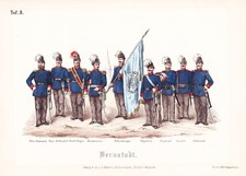 Bernstadt a. d. Eigen Sachsen Uniform Uniformen Lithographie 1850