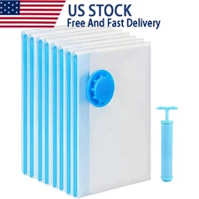 10 x Jumbo Vacuum Storage Bags Bedding Clothes Seal Travel Space Saver w/ Pump