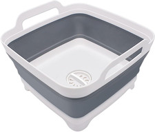 2.4 Gal 9L Collapsible Dish Basin with Drain Plug, Space Saving Outdoor Multius