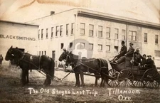 Old Stage Last Trip Tillamook to Yamhill Oregon c1912 RPPC Photo Postcard COPY