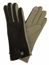 David & Young Womens Brown & Tan Color Block Stretch Fit Texting & Tech Gloves