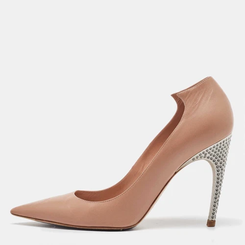 Escarpins Dior beige cuir orné de cristal bout pointu flash pointure 38,5
