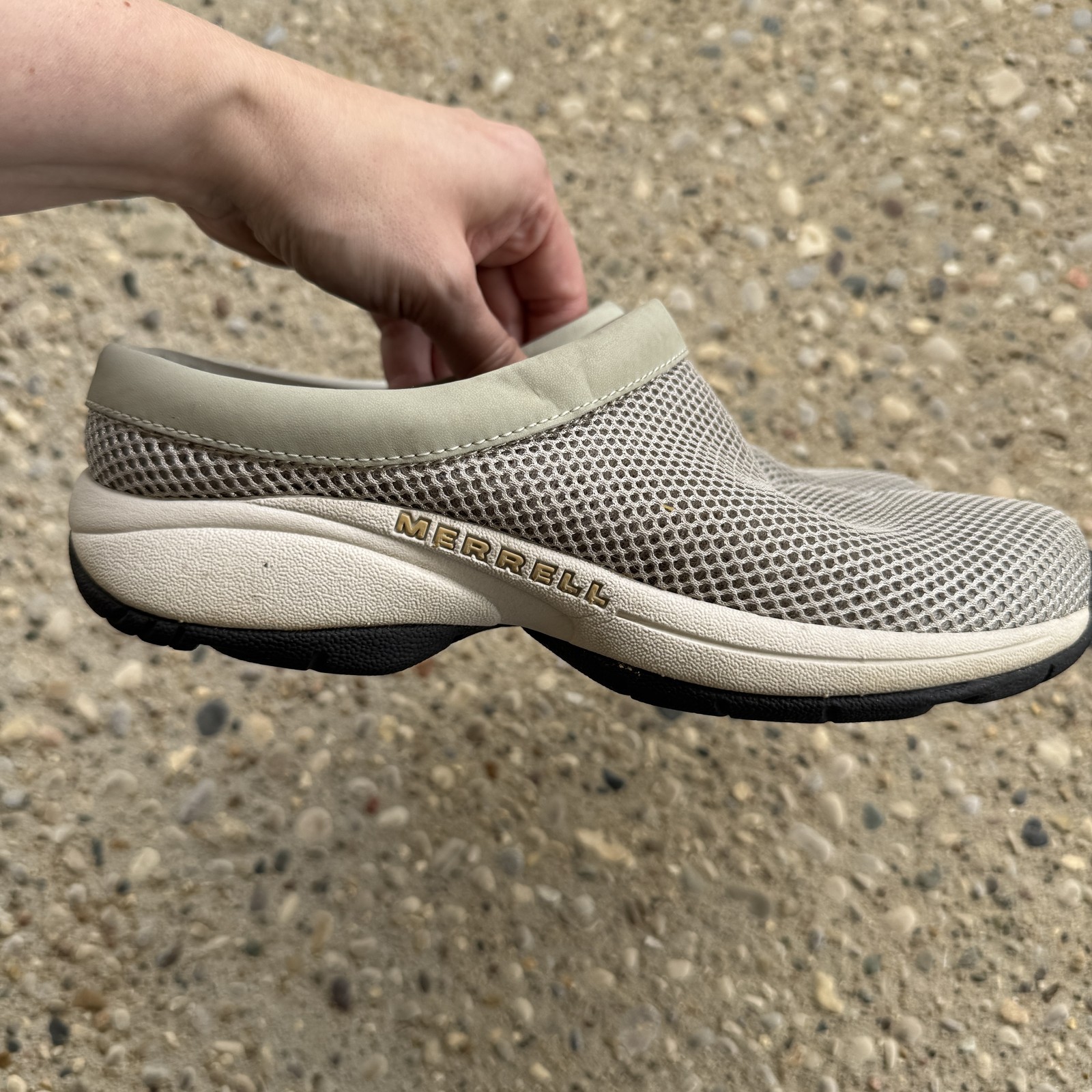 Scarpe Merrell Encore Breeze da donna taglia 8 grigie a rete slip on comode da passeggio mulo