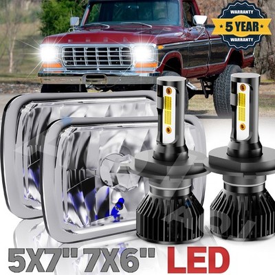 5x7'' 7x6'' LED Headlight Hi-Lo Beam DRL For Ford F150 F250 F350 1978 - 1986
