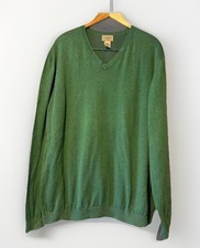 LL Bean Cotton sweater Mens XL V-Neck green Lightweight