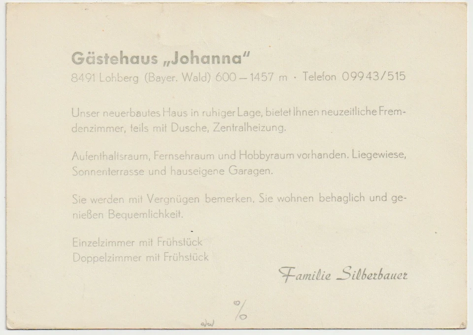 LOHBERG im Bayrischen Wald, Gästehaus " Johanna ", Cham, Oberpfalz - Bild 2 von 2