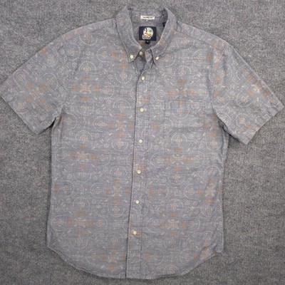 Reyn Spooner Shirt Mens M Blue Geometric Tribal Southwestern Boho Button Down