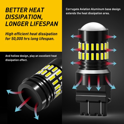 7443 7440 7444 LED White Reverse Stop Break Turn Signal Parking Light Bulbs 2/4X - Picture 7 of 29