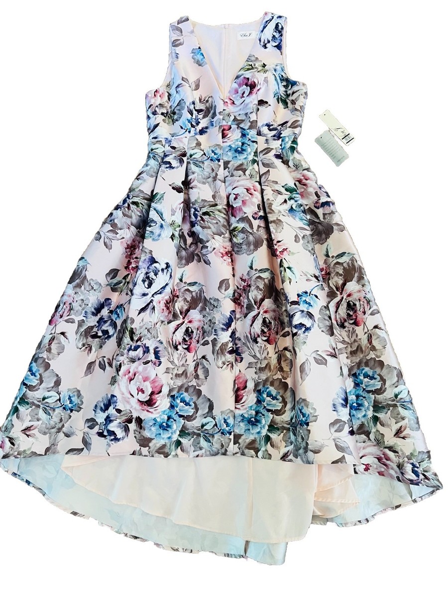 ELIZA J Jacquard Fit & Flare Pink Floral HI LOW DRESS NORDSTROM *NWT * Sz 10