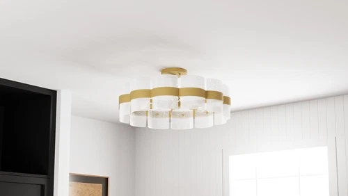 Quoizel SWE1730 Sweeney 6 Light 30"W Semi-Flush Drum Ceiling - Black - Picture 2 of 11