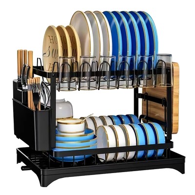 Large Dish Drying Rack, 2 Tire Dish Rack, Stainless Steel over the sink dish ...