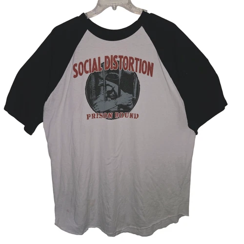 90s Social Distortion Prison Bound Raglan Baseball T Shi 1990s vintage concert t-shirt, vintage, size XXL, single stitch, B+ condition