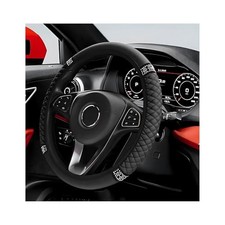 Bling Car Steering Wheel Cover, 15 Inch Sparkly Rhinestone Soft Leather Black
