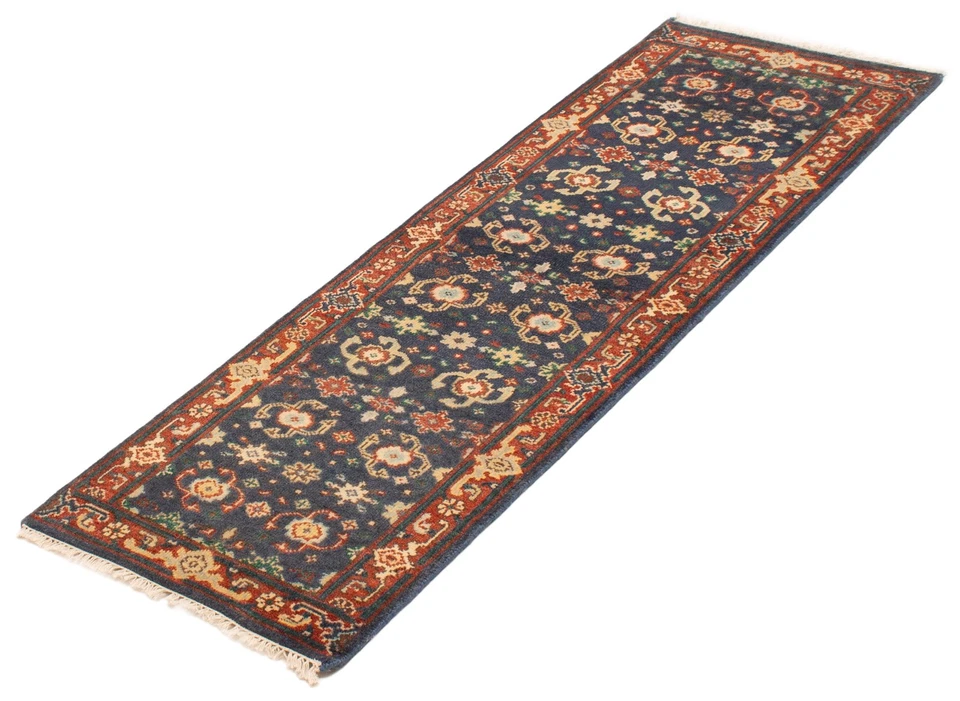 Alfombra de corredor tradicional oriental de lana 2'7" x 7'9" vintage anudada a mano Foto 4 de 4