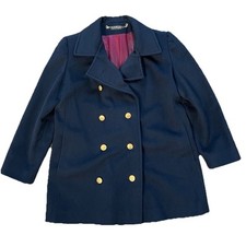 Vintage Karen Navy Wool Union Made in USA Button Front Women’s Size Medium