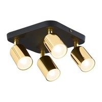 Deckenstrahler Deckenlampe 4-Flammig B: 30 Cm Klein GU10 Schwarz Gold Metall