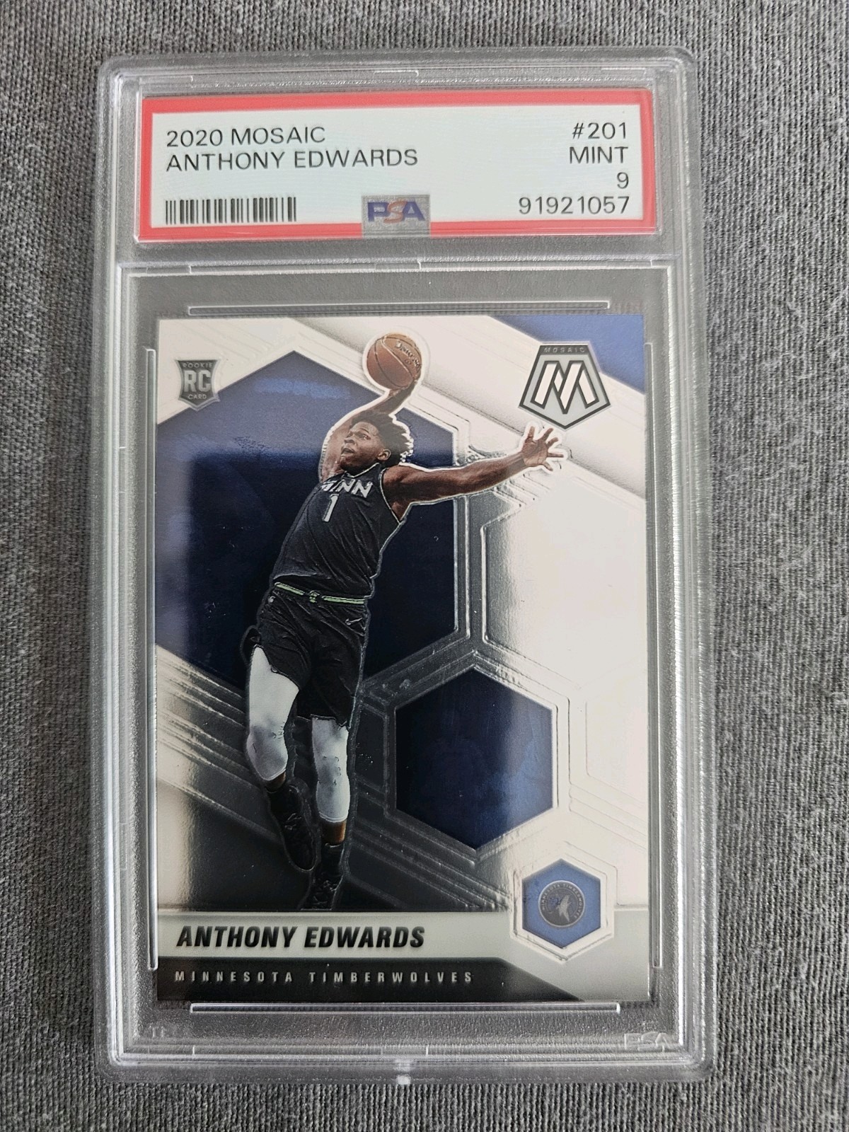 2020 Panini Mosaic #201 Anthony Edwards Rookie PSA 9