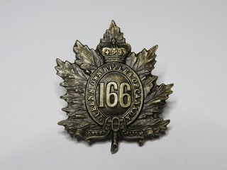 Canada WW1 CEF Collar Badge The 166th Battalion "Queen's Own Rifles of Canada"