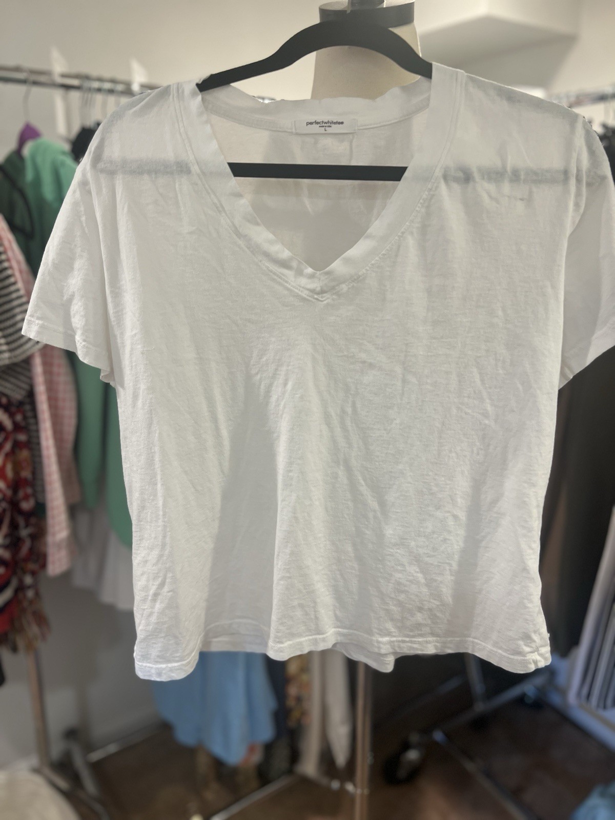 Perfect White Tee HENDRIX Womens in White Cotton Sleeve V-Neck