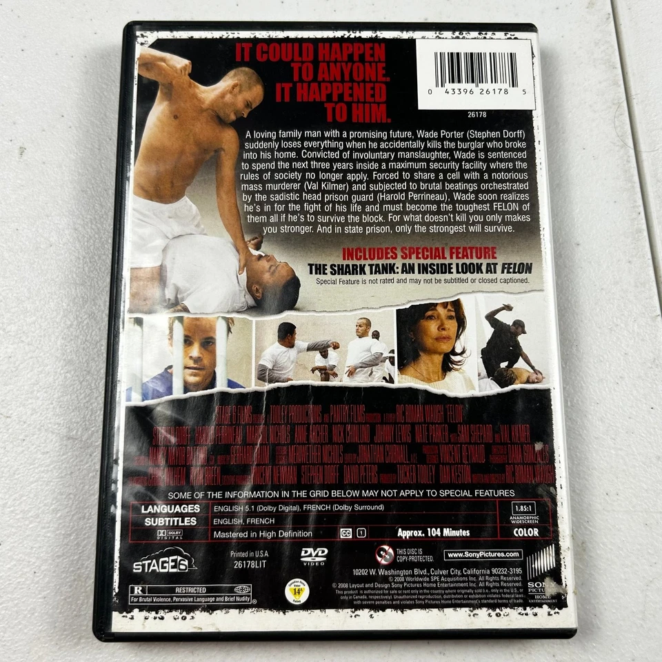 Felon DVD 2008 Stephen Dorff Val Kilmer Special Feature Shark Tank Foto 2 de 2