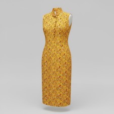 Vintage Emanuel Ungaro Parallele Paris Yellow Floral Ruffle Neck Dress Small Fra