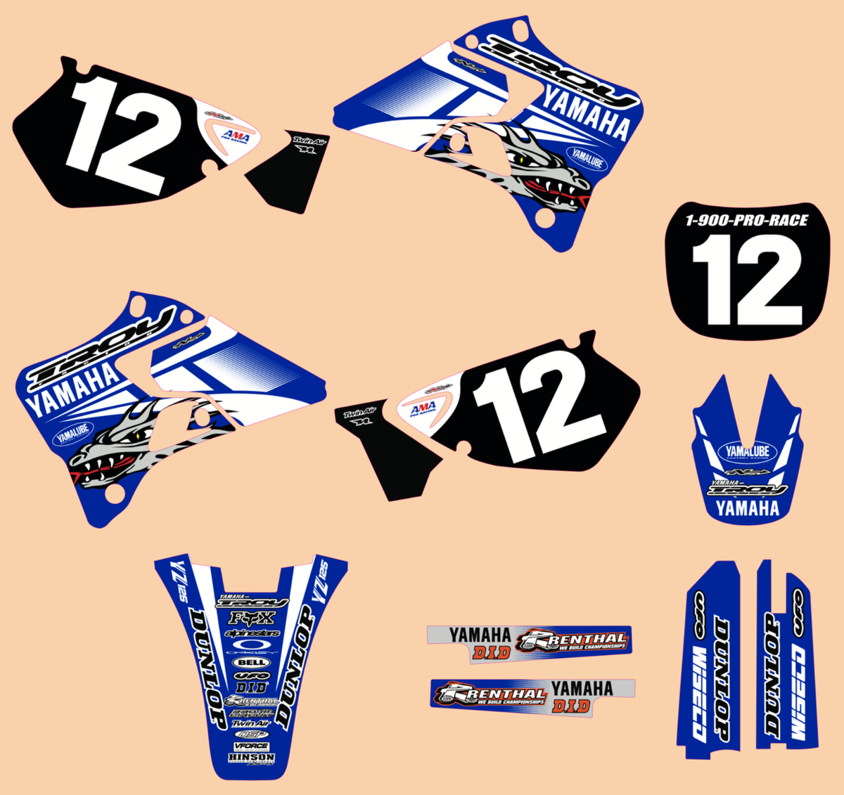 YAMAHA OF TROY GRAPHICS 96-01 YZ125/250 OFFICIAL 99 TEAM | eBay
