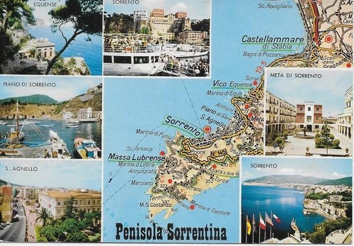 Sorrento Peninsula map postcard